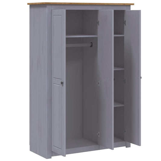 Garderobeskap 3 dører grå 118x50x171,5 cm furu Panama Range