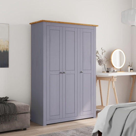 Garderobeskap 3 dører grå 118x50x171,5 cm furu Panama Range