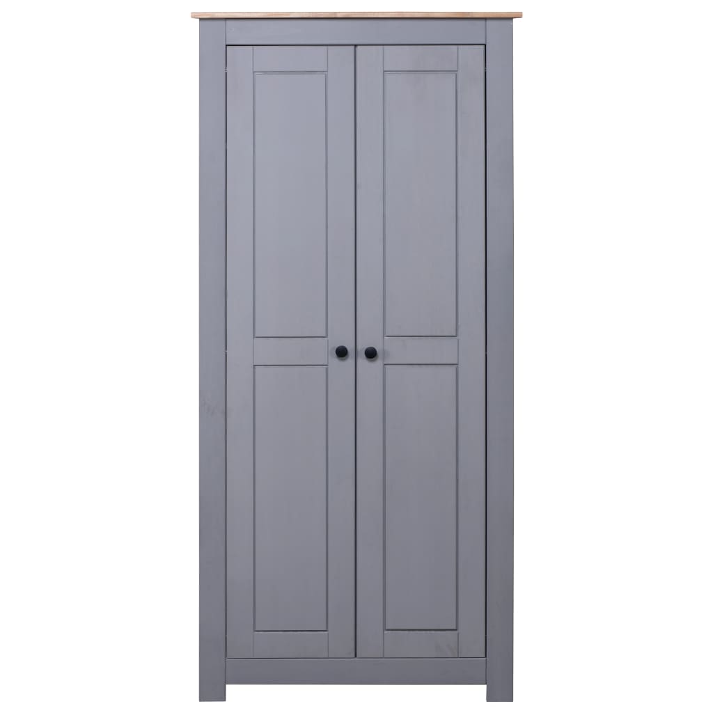 Garderobeskap grå 80x50x171,5 cm heltre furu Panama Range
