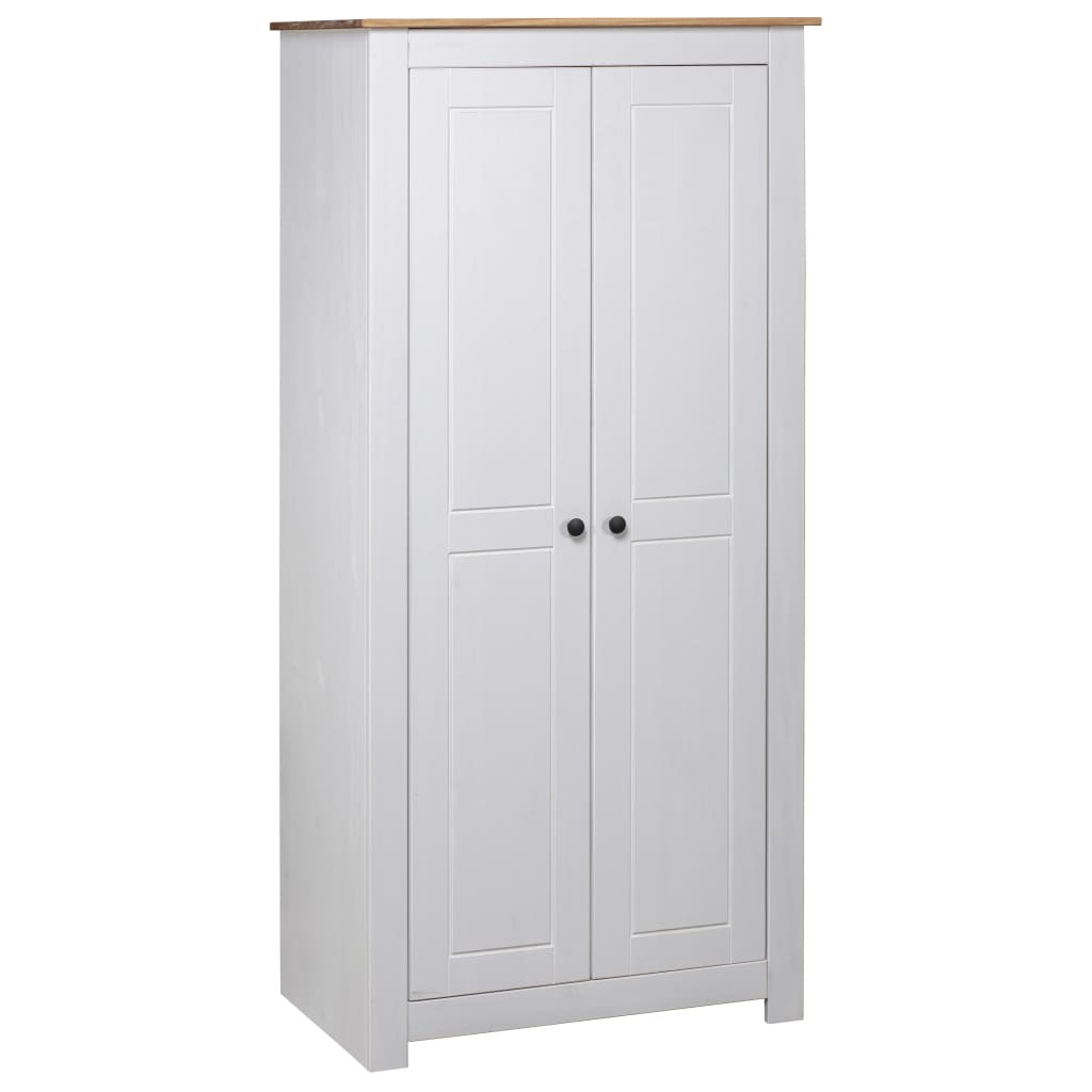 Garderobeskap hvit 80x50x171,5 cm heltre furu Panama Range