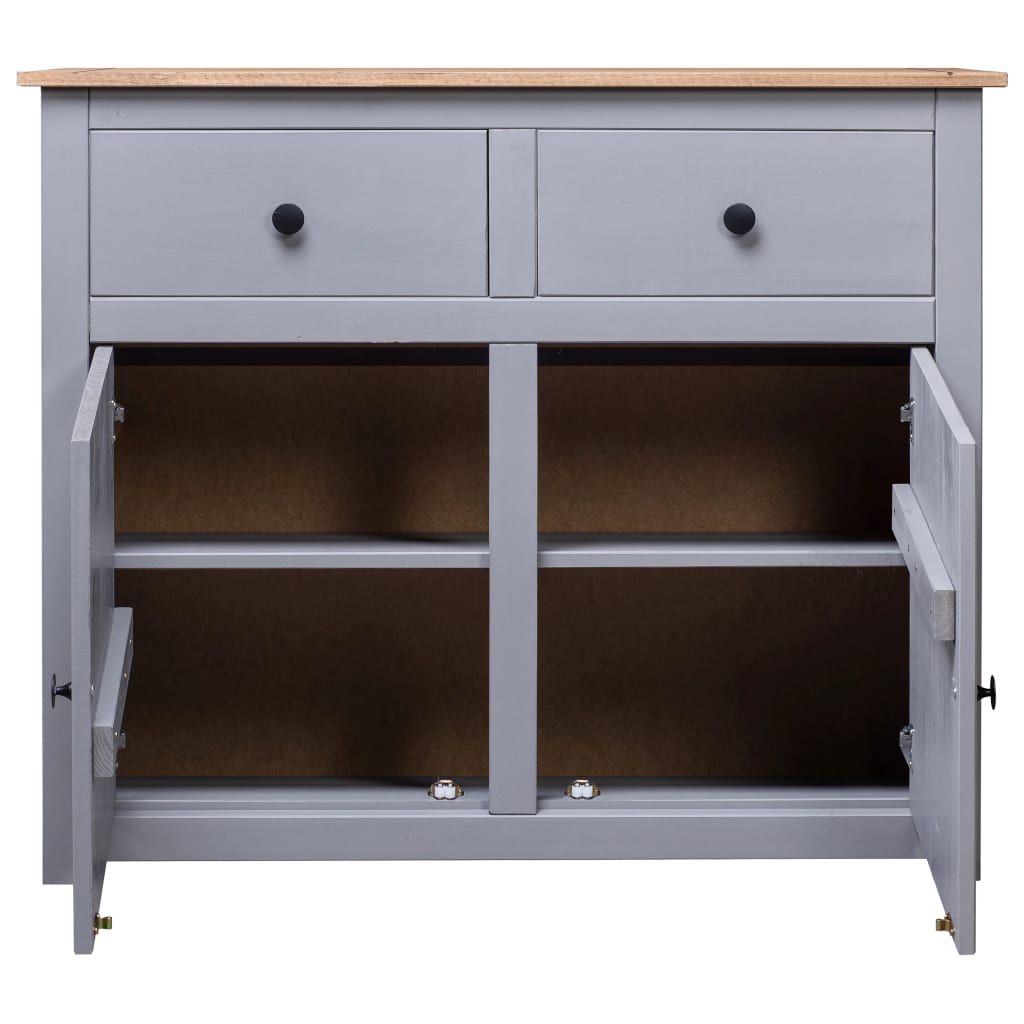 Skjenk grå 93x40x80 cm heltre furu Panama Range