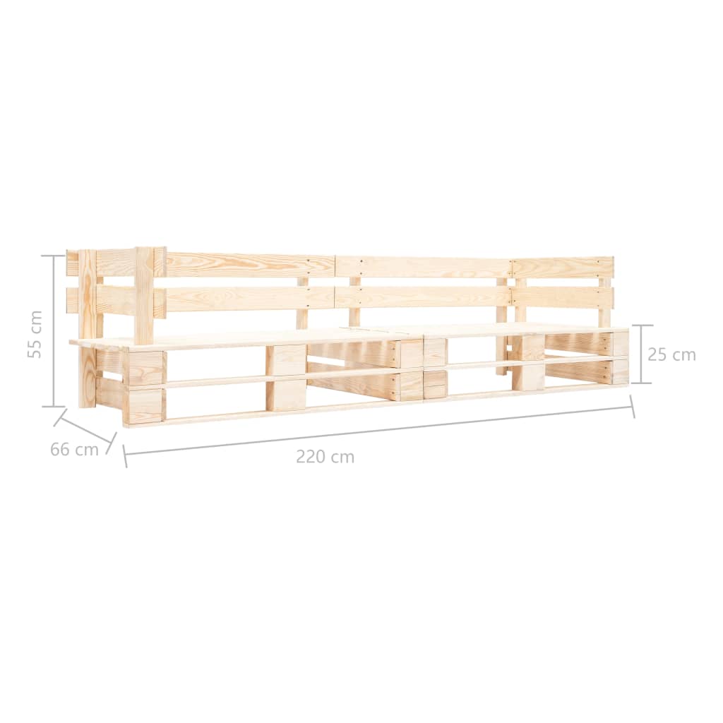 Hagesofa 2-seters paller naturlig tre