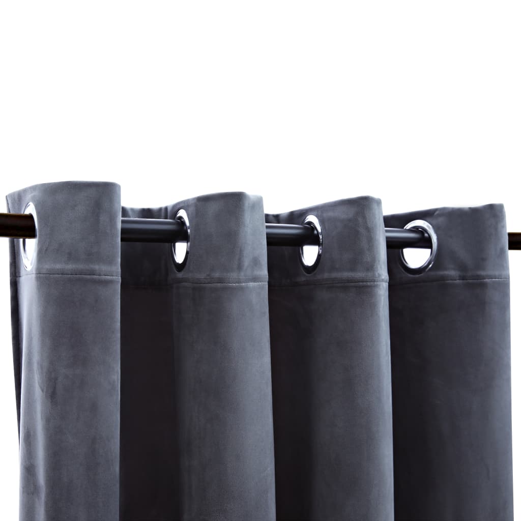 Lystette gardiner med ringer 2 stk fløyel antrasitt 140x245 cm