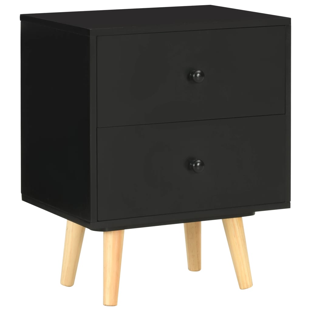 Nattbord 2 stk svart 40x30x50 cm heltre furu