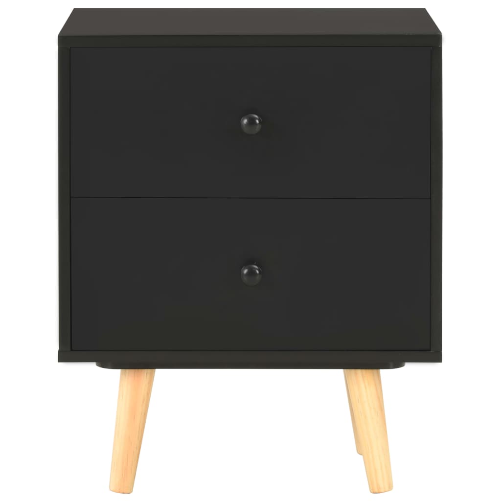 Nattbord 2 stk svart 40x30x50 cm heltre furu