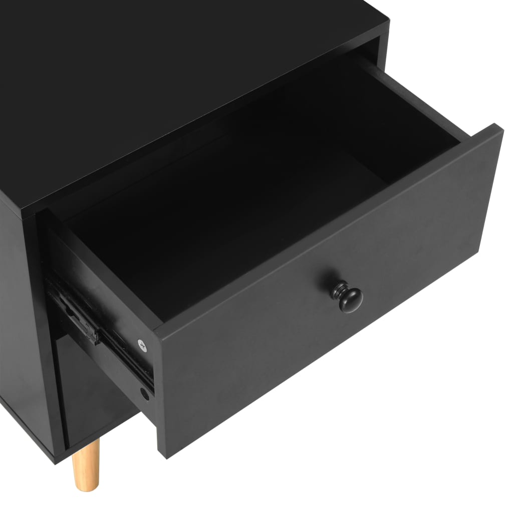 Nattbord 2 stk svart 40x30x50 cm heltre furu