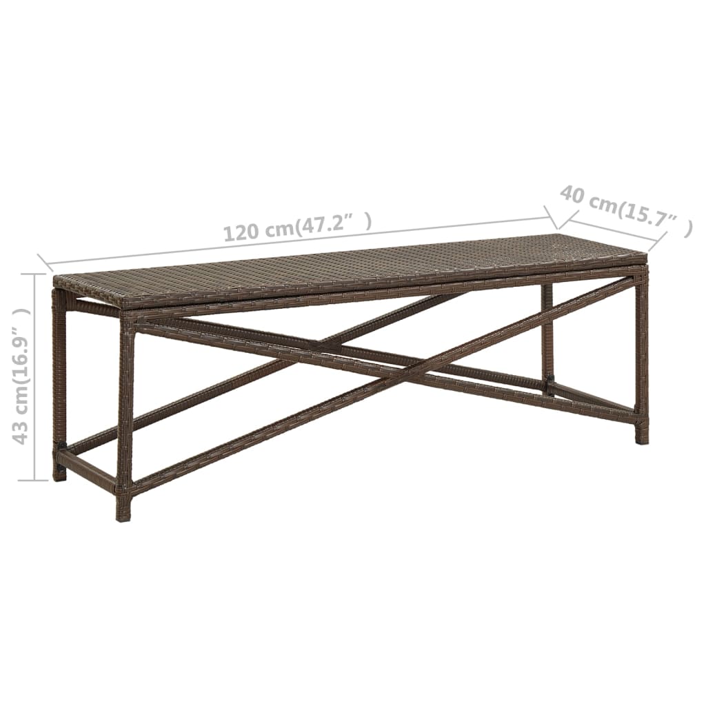 Hagebenk 120 cm polyrotting brun