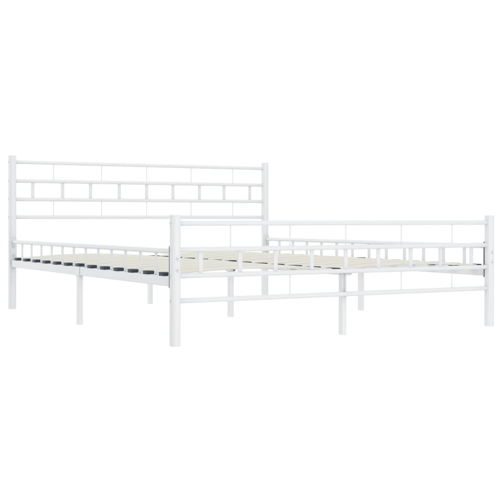 Sengeramme hvit metall 200x200 cm
