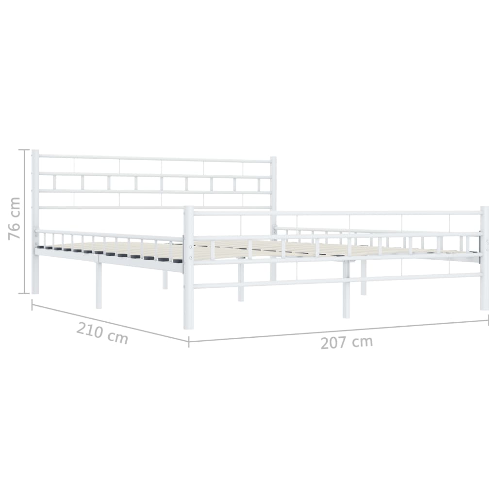 Sengeramme hvit metall 200x200 cm