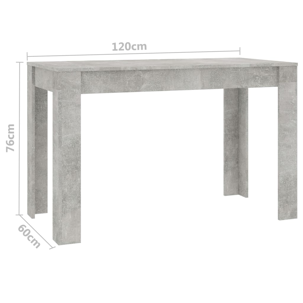 Spisebord betonggrå 120x60x76 cm konstruert tre