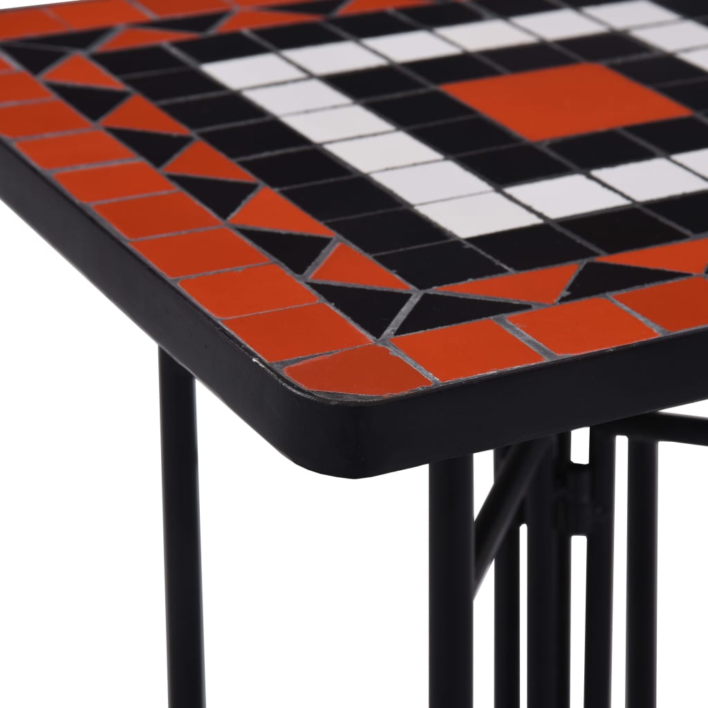 Sidebord med mosaikkmønster terrakotta og hvit keramikk