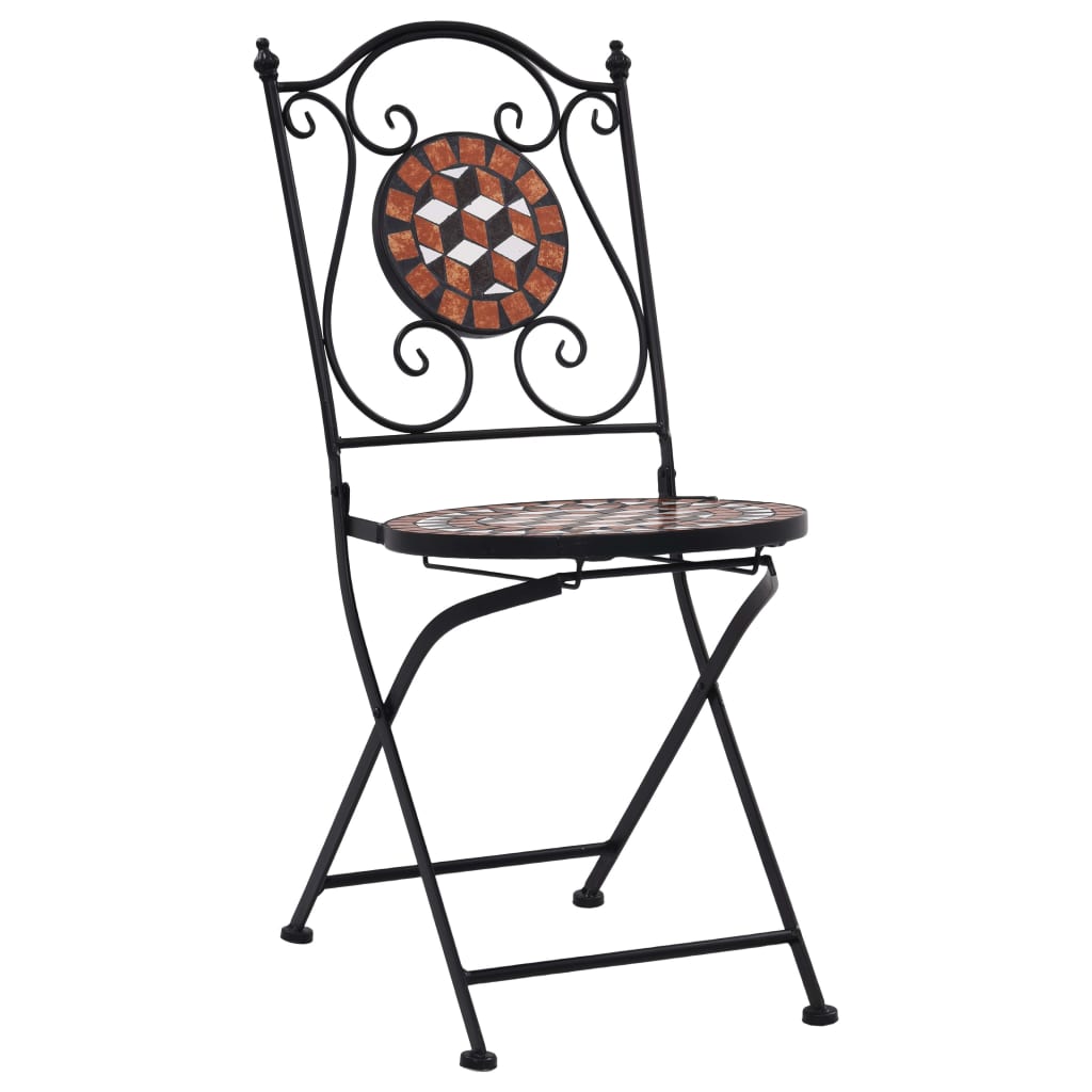 Mosaikkbistrostoler 2 stk brun keramikk