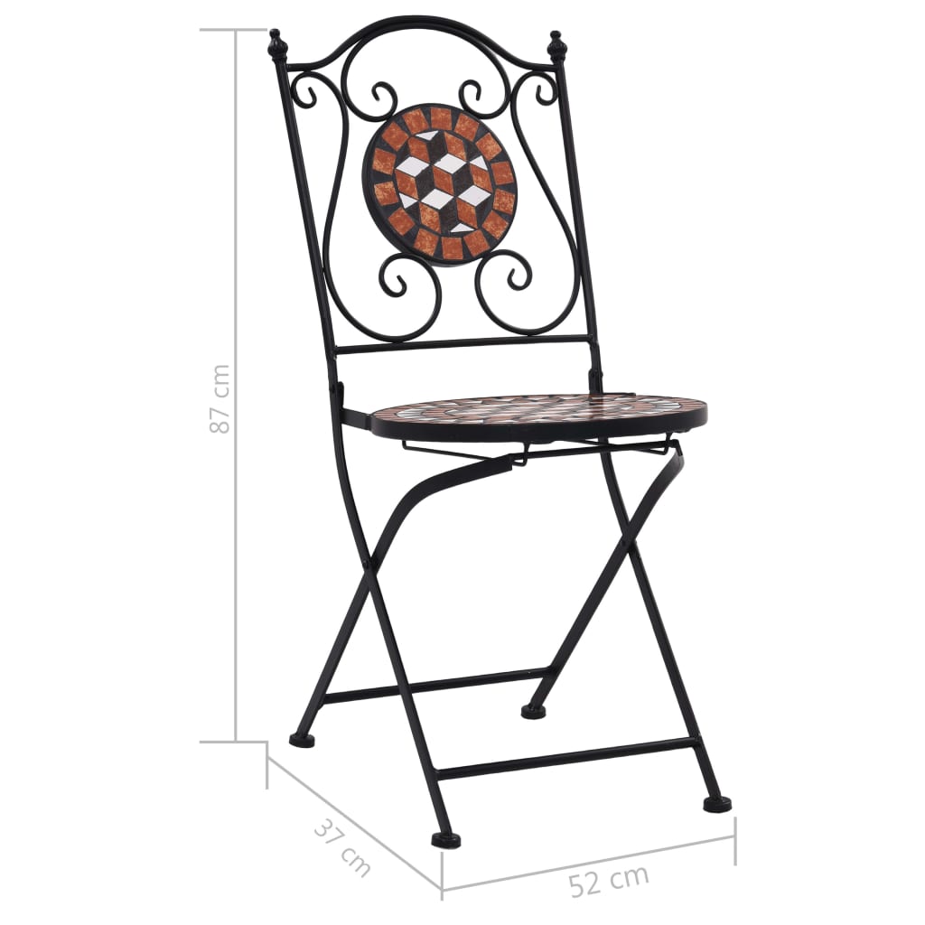 Mosaikkbistrostoler 2 stk brun keramikk