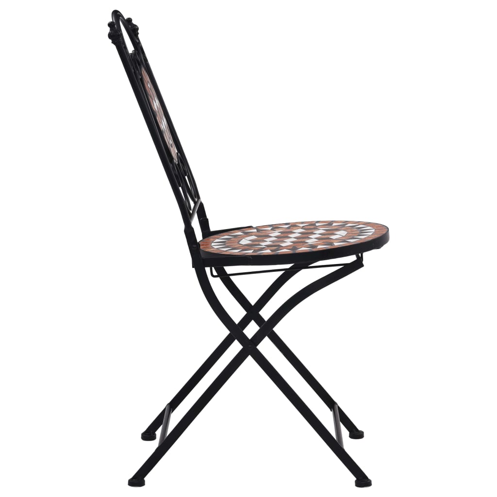 Mosaikkbistrostoler 2 stk brun keramikk