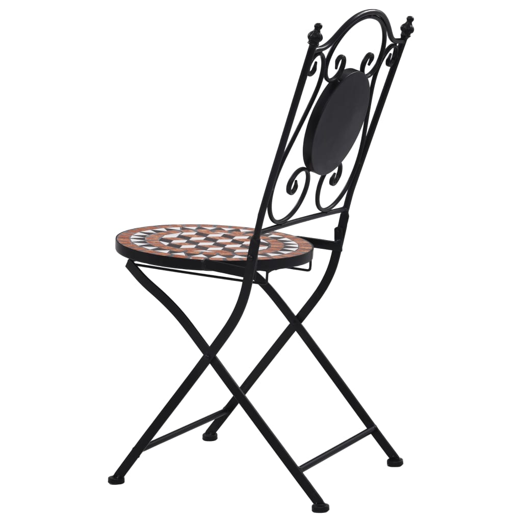 Mosaikkbistrostoler 2 stk brun keramikk