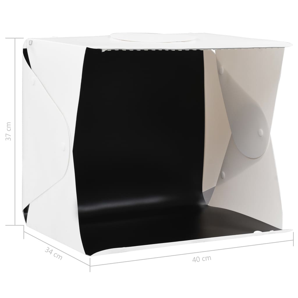 Sammenleggbar LED-fotostudiolysboks 40x34x37 cm plast hvit