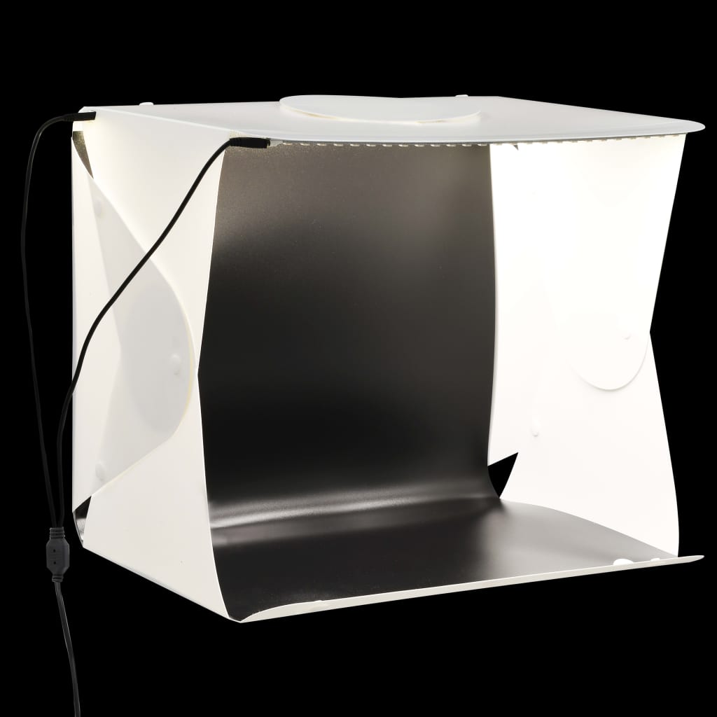 Sammenleggbar LED-fotostudiolysboks 40x34x37 cm plast hvit