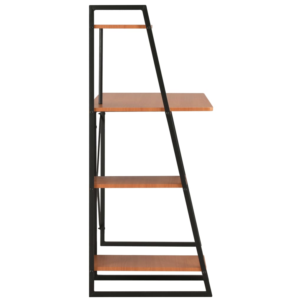 Skrivebord med hylle svart og brun 102x50x117 cm