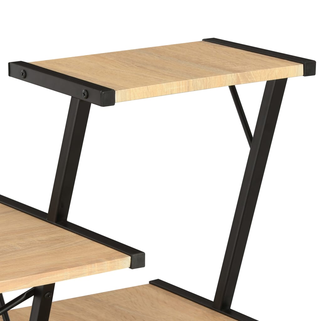 Skrivebord med hylle svart og eik 116x50x93 cm