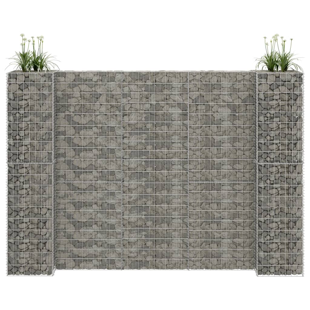 Gabion plantekasse H-formet ståltråd 260x40x180 cm