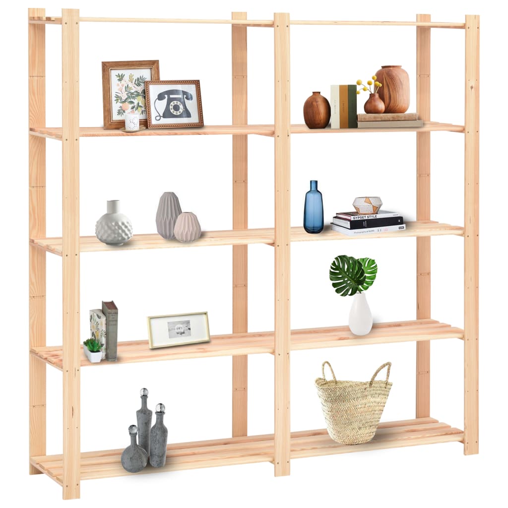 Oppbevaringshylle 5 etasjer 170x38x170cm heltre furu 500 kg