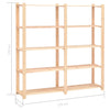 Oppbevaringshylle 5 etasjer 170x38x170cm heltre furu 500 kg