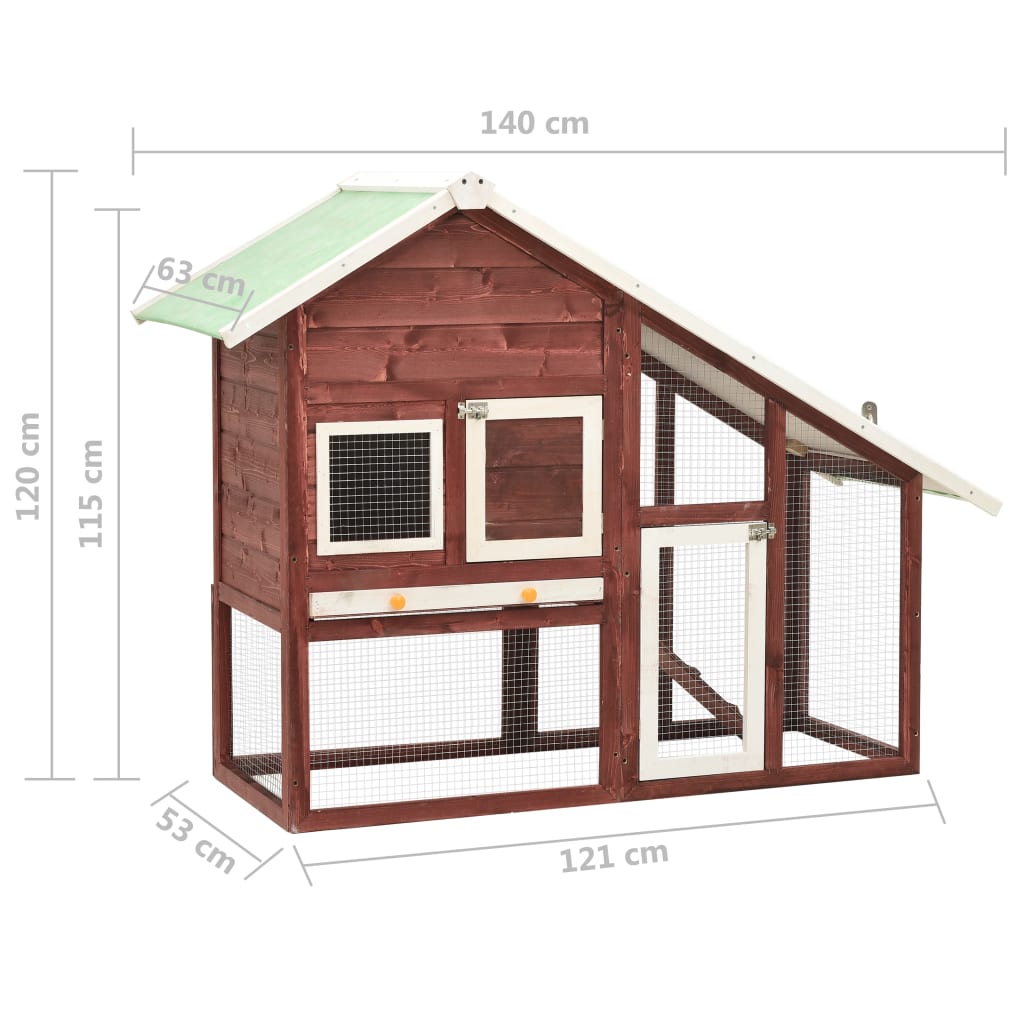 Kaninbur mocca og hvit 140x63x120 cm heltre gran