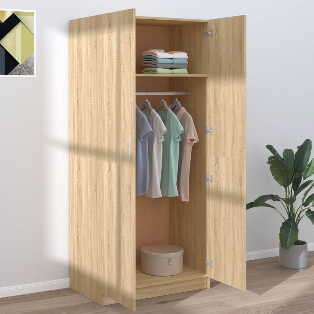 Garderobe sonoma eik 80x52x180 cm konstruert tre