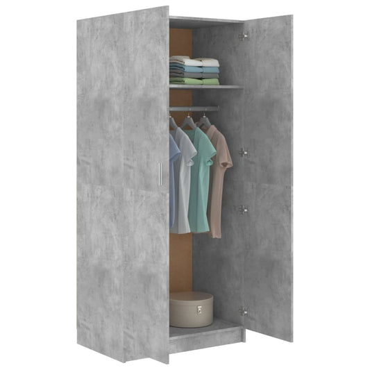 Garderobe betonggrå 80x52x180 cm konstruert tre