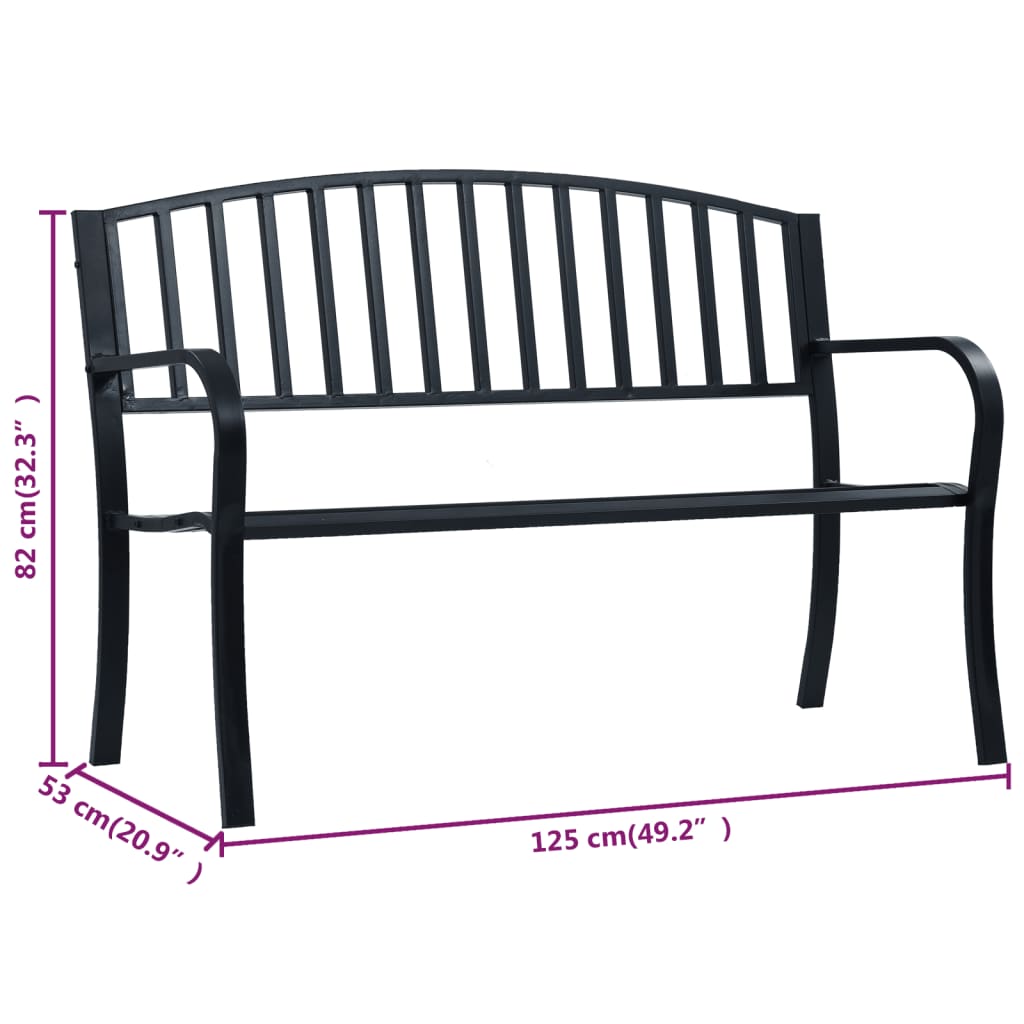 Hagebenk 125 cm svart stål