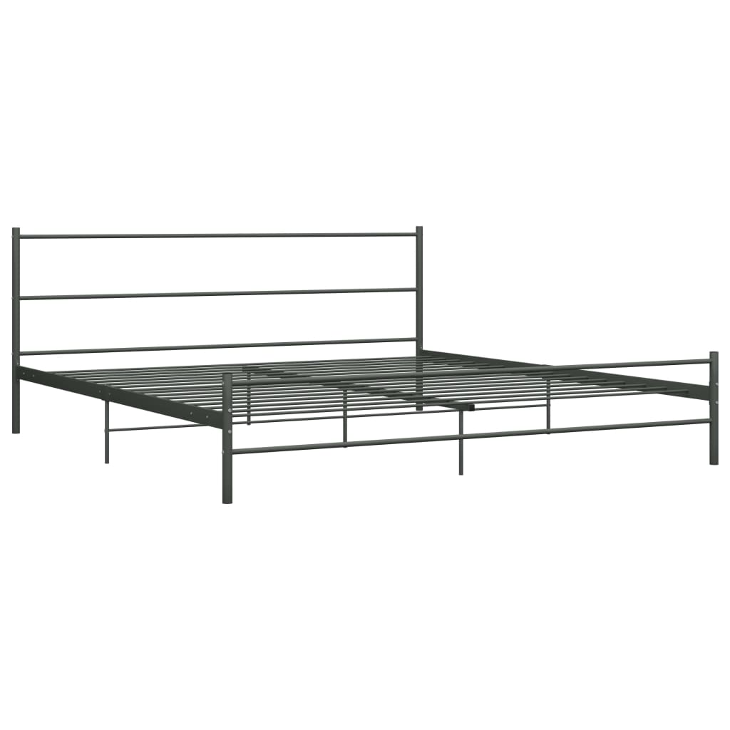 Sengeramme grå metall 200x200 cm