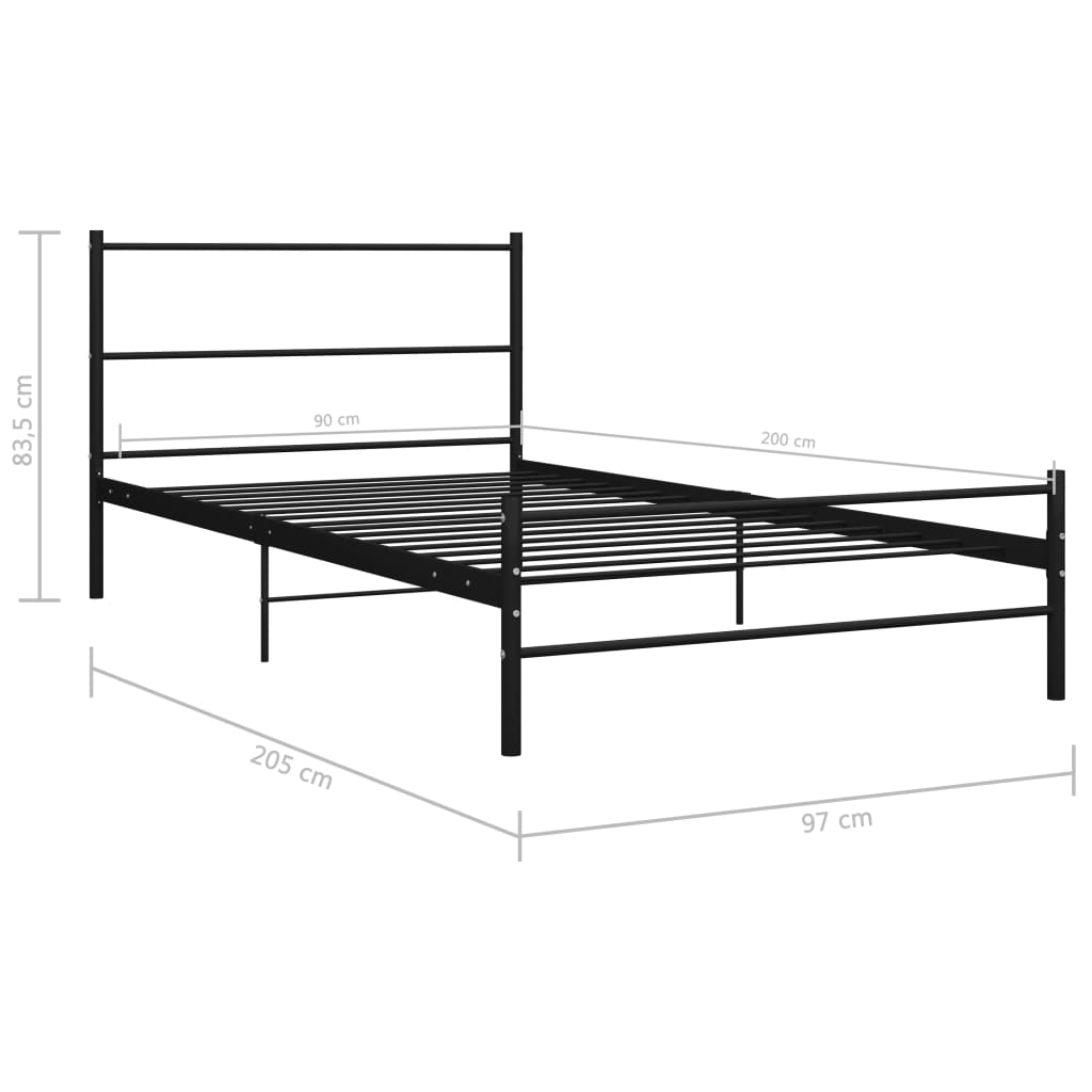 Sengeramme svart metall 90x200 cm