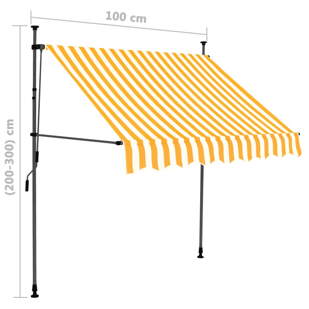 Manuell uttrekkbar markise med LED 100 cm hvit og oransje