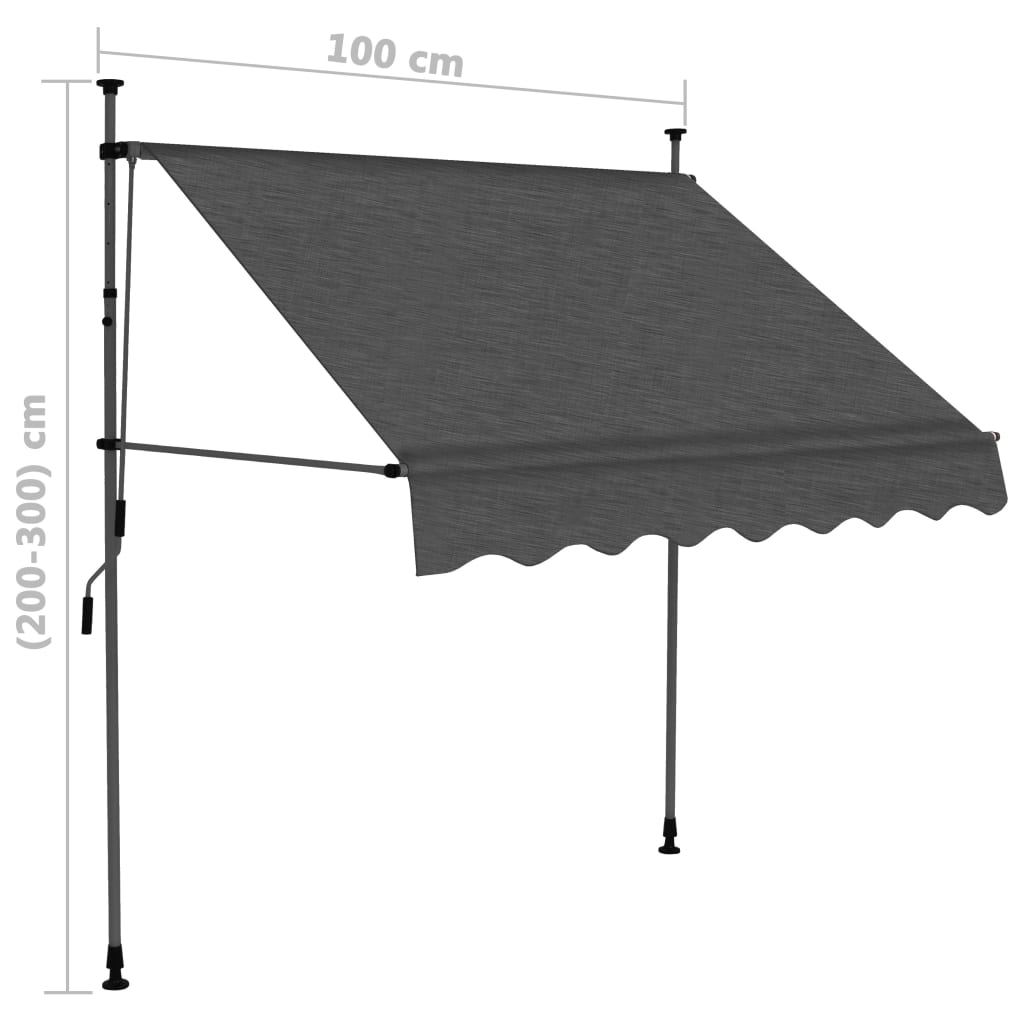 Manuell uttrekkbar markise med LED 100 cm antrasitt