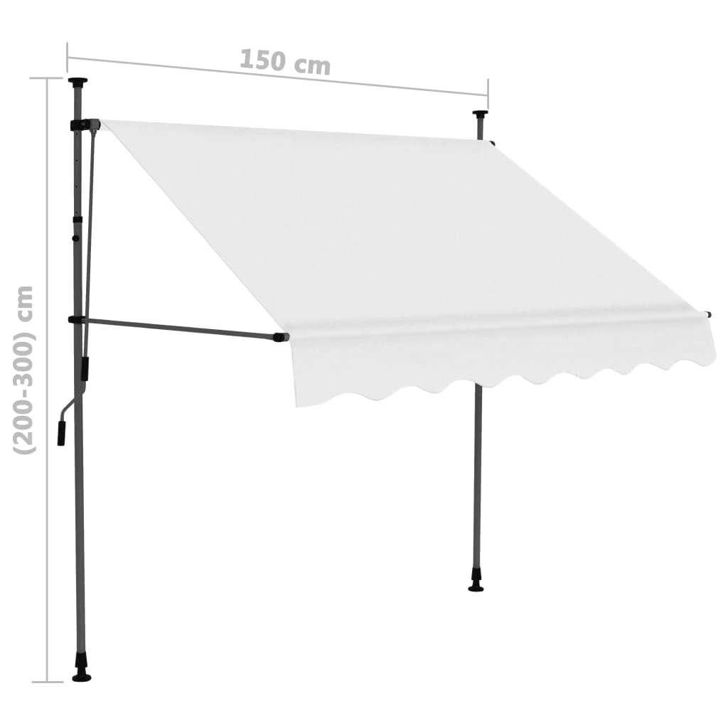 Manuell uttrekkbar markise med LED 150 cm kremhvit