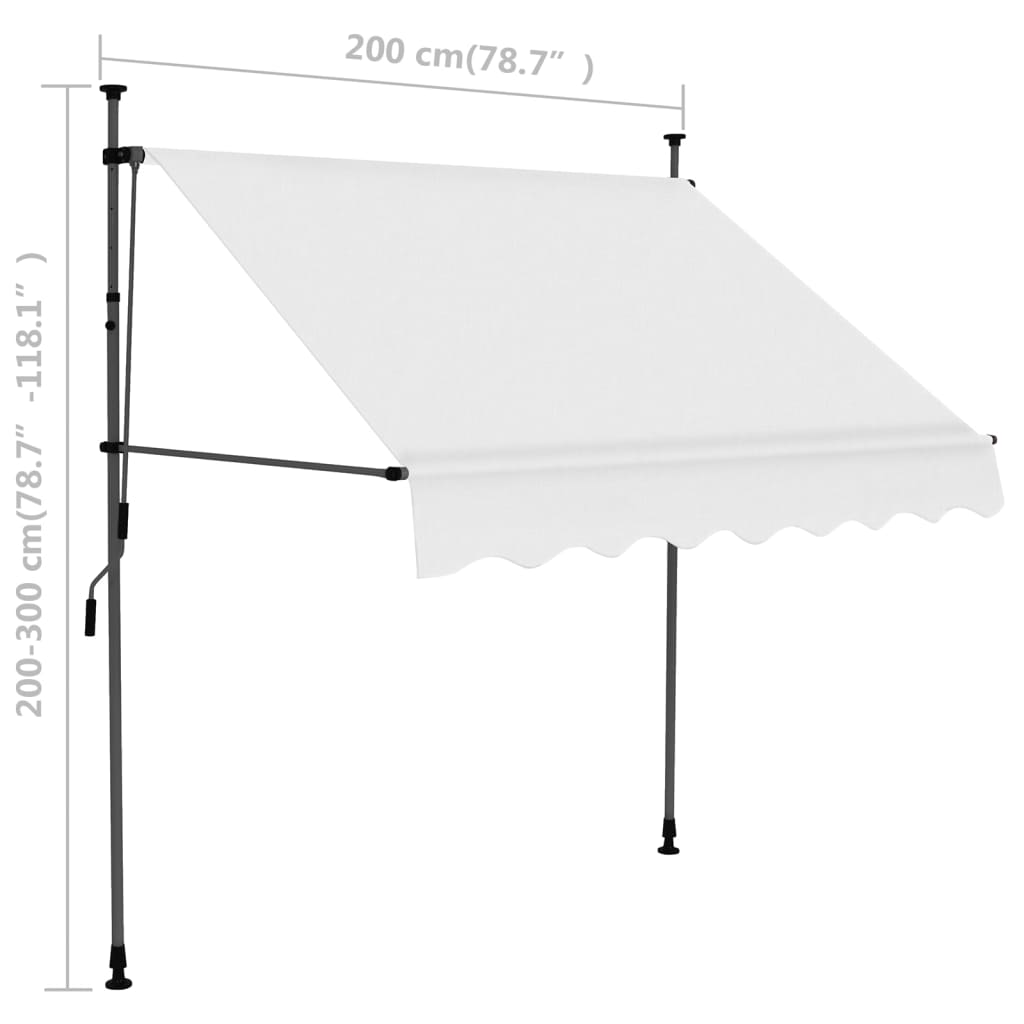 Manuell uttrekkbar markise med LED 200 cm kremhvit