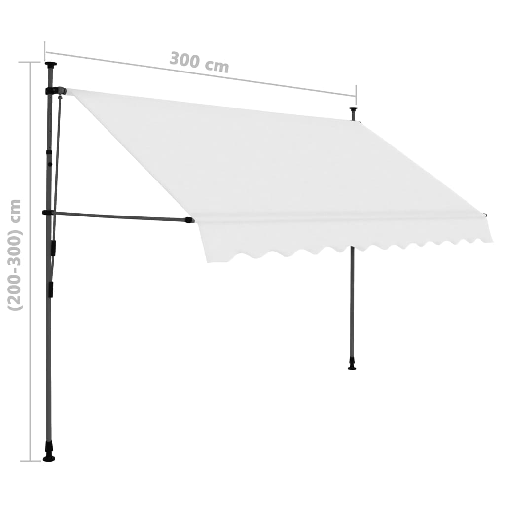 Manuell uttrekkbar markise med LED 300 cm kremhvit