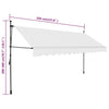 Manuell uttrekkbar markise med LED 350 cm kremhvit
