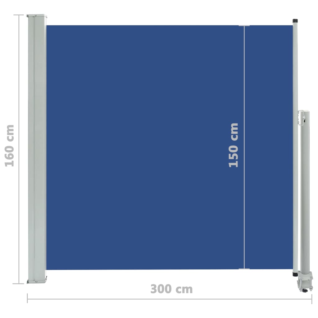Uttrekkbar sidemarkise 160x300 cm blå