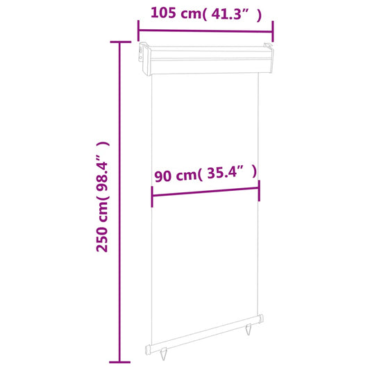 Sidemarkise for balkong 100x250 cm svart