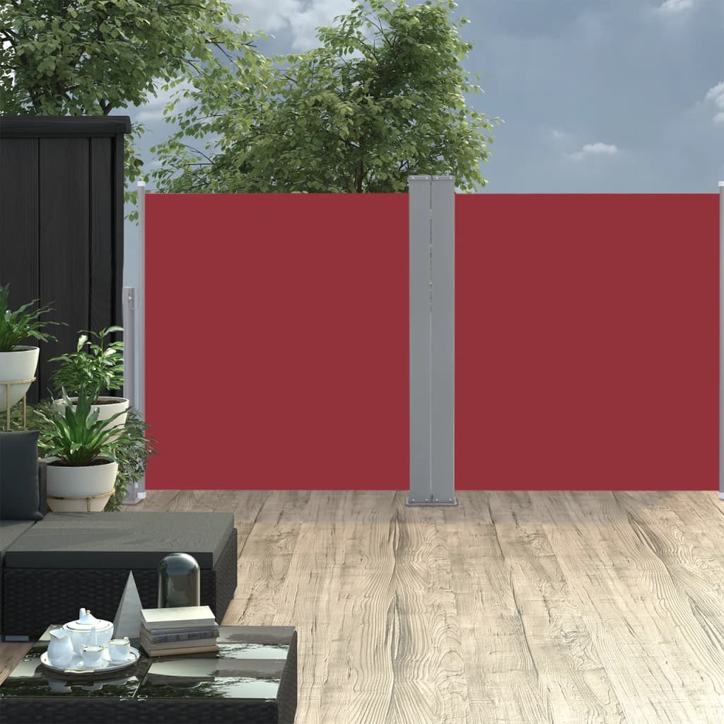 Uttrekkbar sidemarkise 100x600 cm rød
