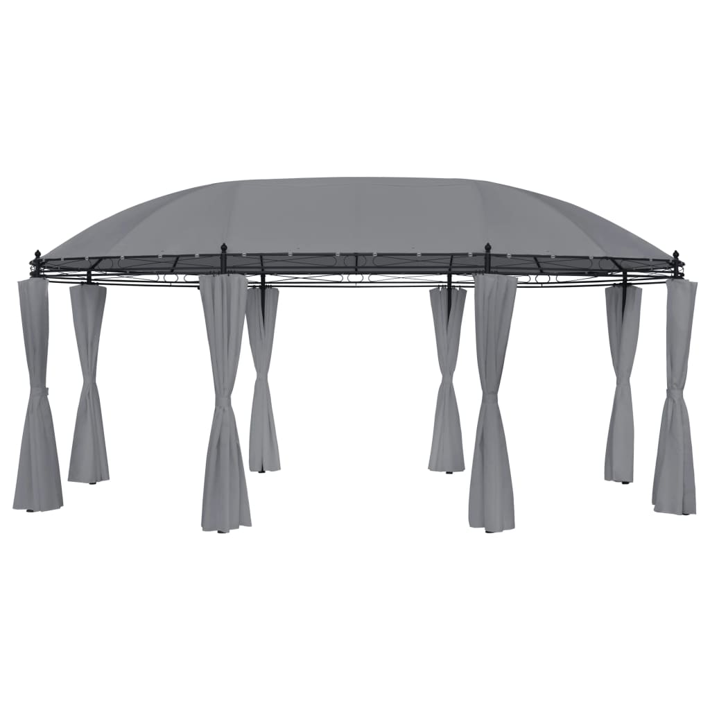 Paviljong med gardiner 520x349x255 cm antrasitt