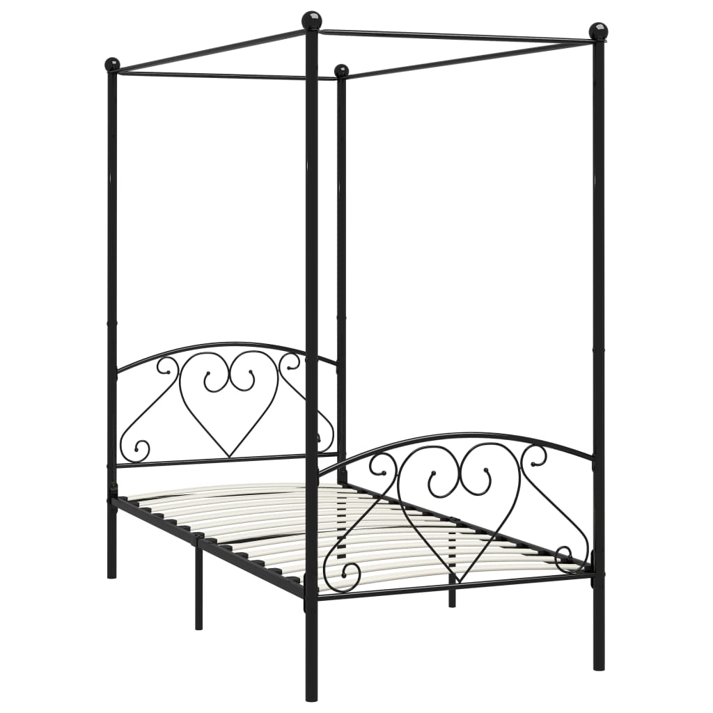 Himmelsengeramme svart metall 90x200 cm