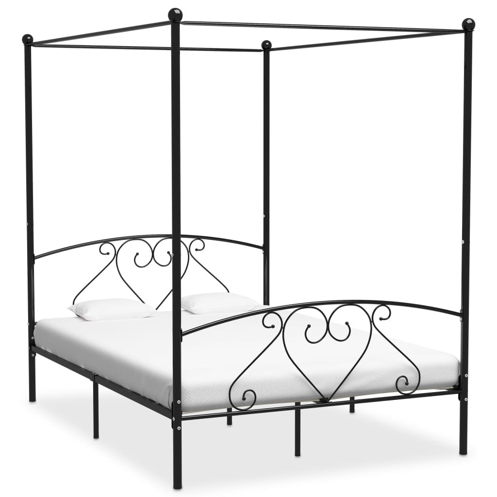 Himmelsengeramme svart metall 140x200 cm