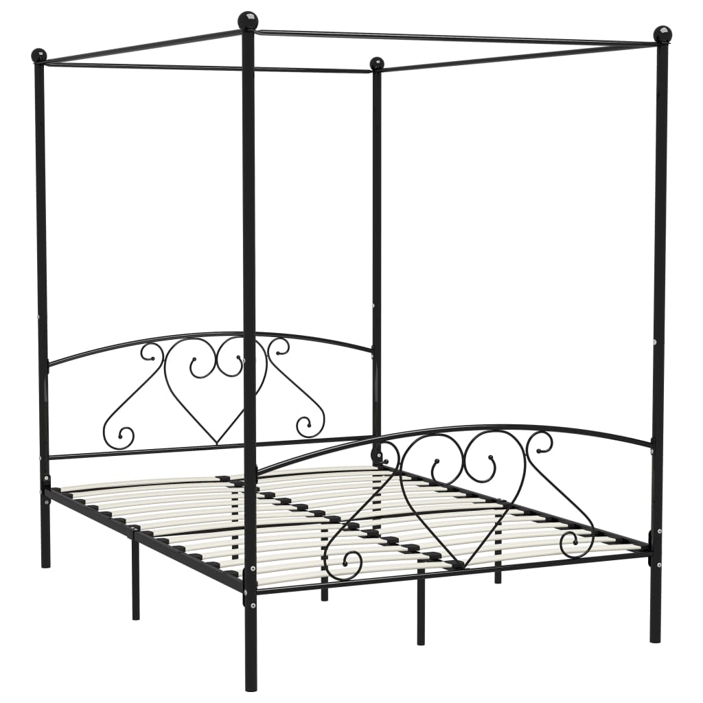 Himmelsengeramme svart metall 140x200 cm