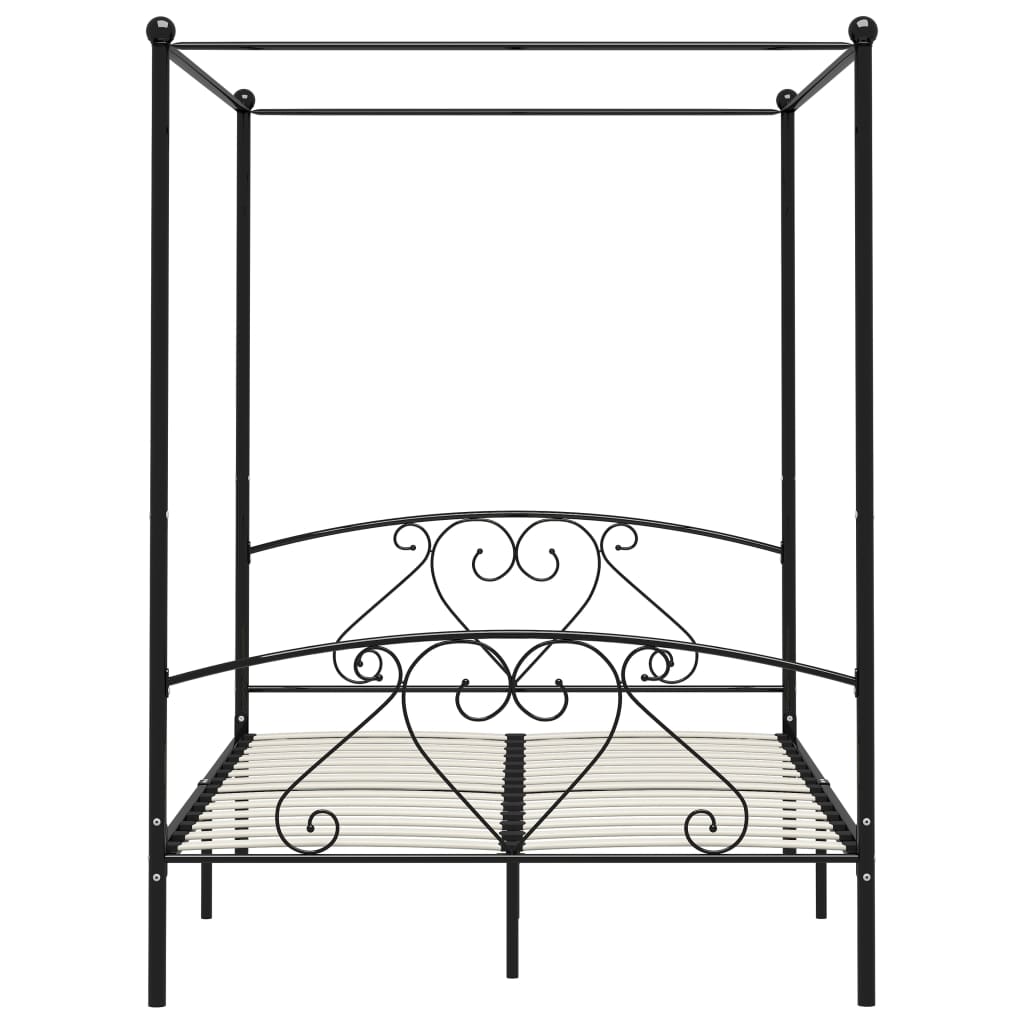 Himmelsengeramme svart metall 140x200 cm