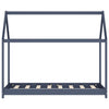 Sengeramme for barn heltre furu grå 70x140 cm