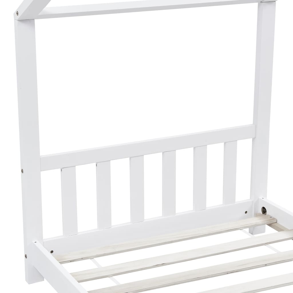Sengeramme for barn heltre furu hvit 90x200 cm