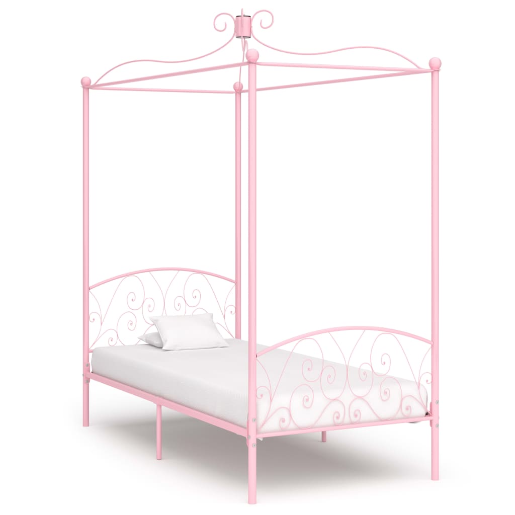 Himmelsengeramme rosa metall 100x200 cm