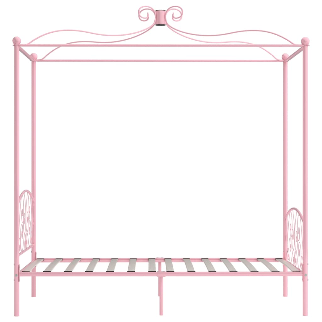 Himmelsengeramme rosa metall 100x200 cm